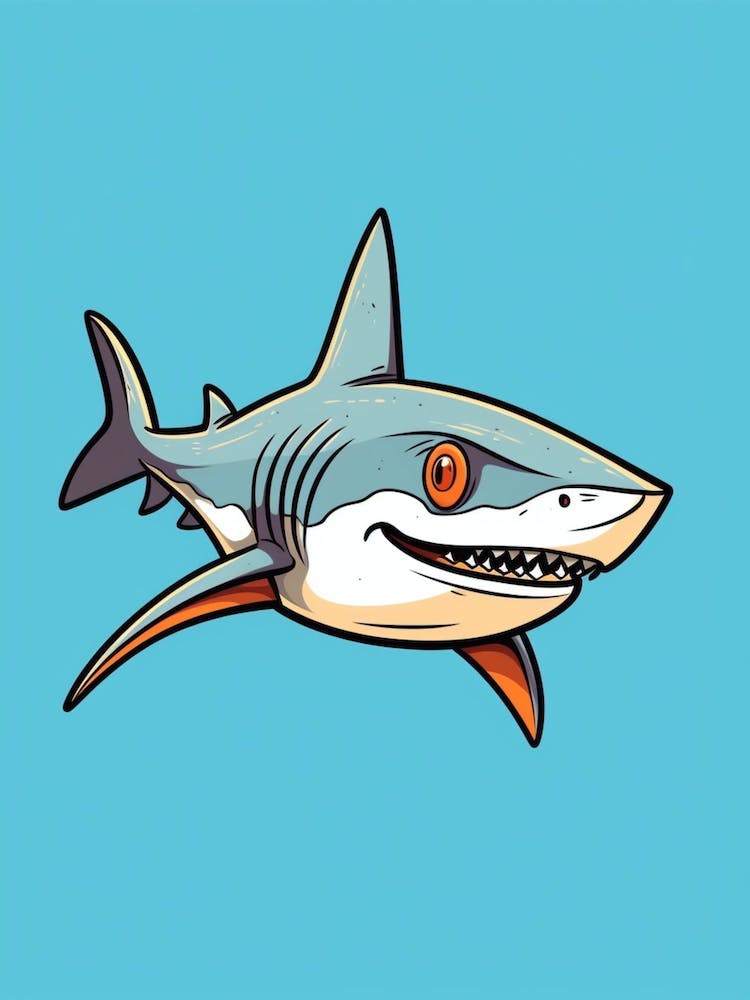 A Blue Shark In A Vintage Cartoon Style 3