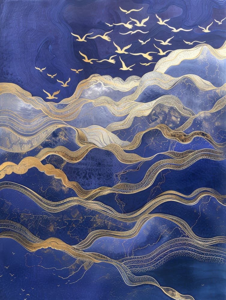 Blue And Gold Seagulls