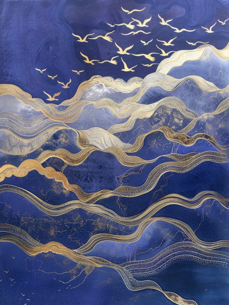 Blue And Gold Seagulls