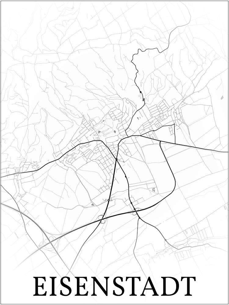 Eisenstadt, Burgenland, Austria, City Map, Black And White Fade Design