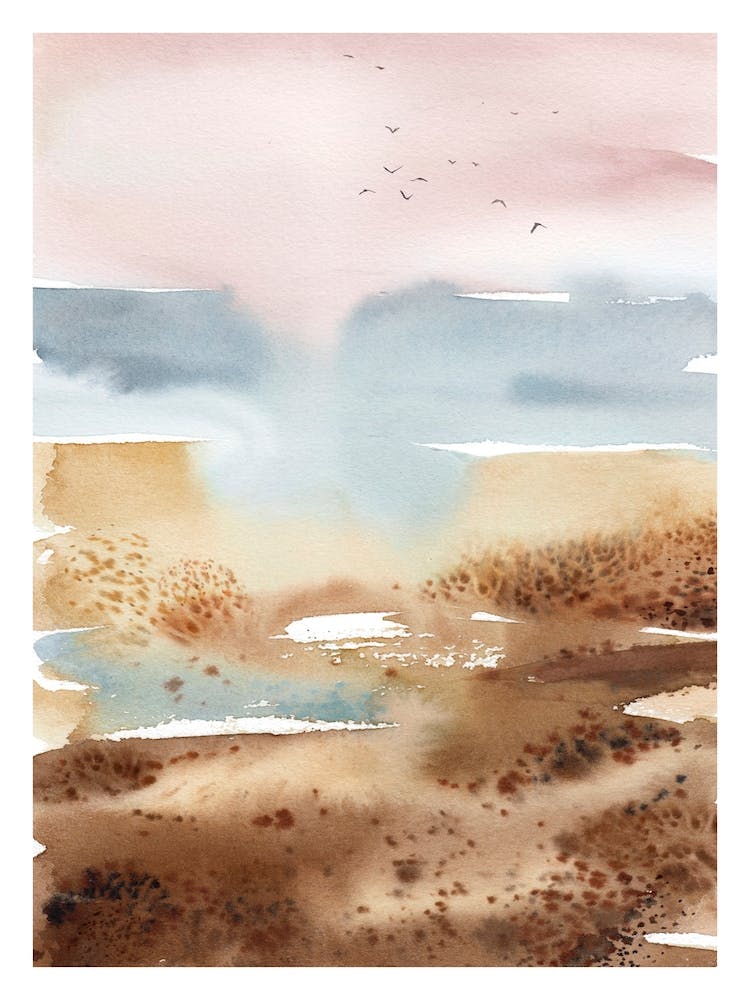 Abstract Watercolor Beach Art
