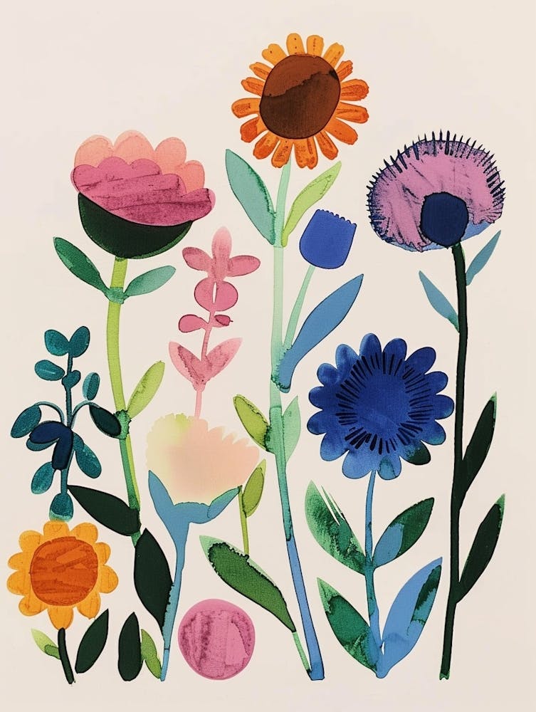 Painted Florals Globe Amaranth 1