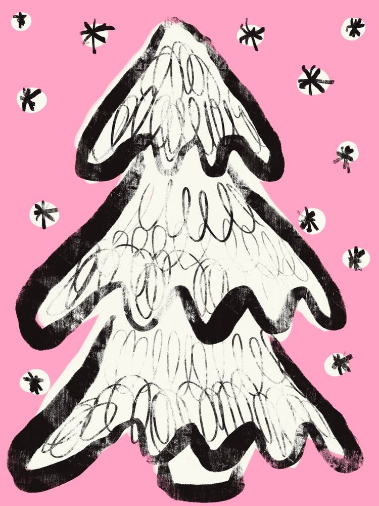 Christmas Tree And Snow (Pink)