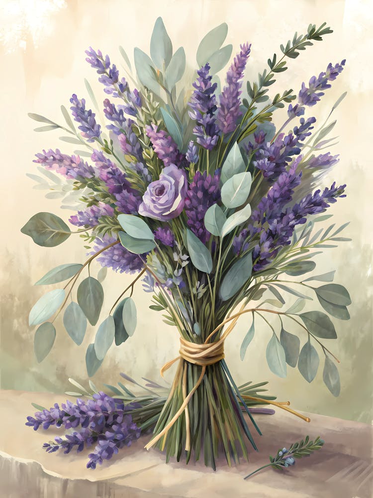 Lavender Dream Bouquet Rustic Floral Arrangement with Eucalyptus