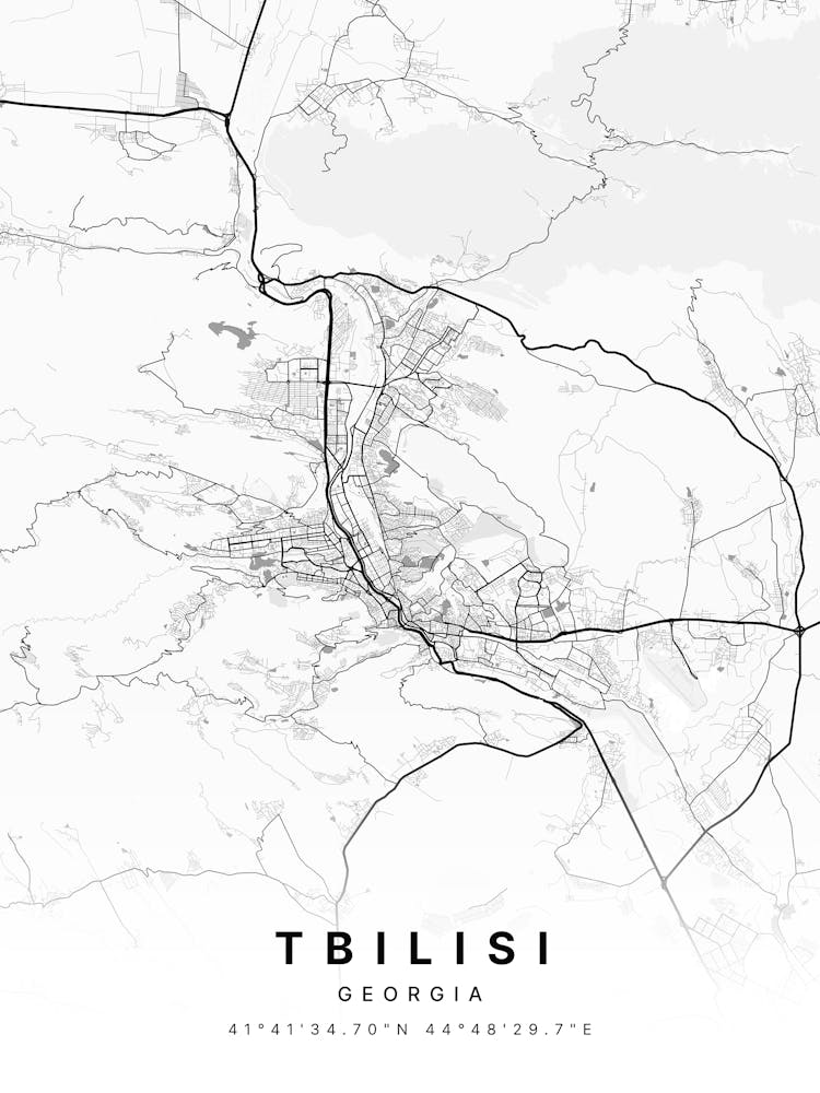 Tbilisi Georgia White Map