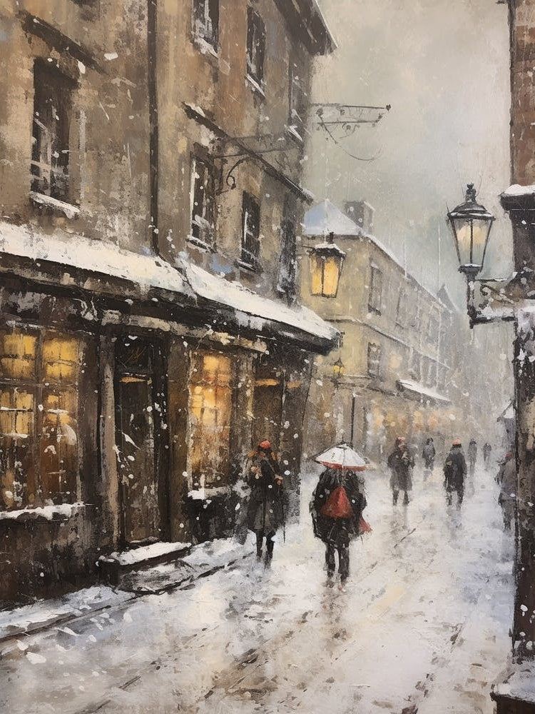 Vintage Winter Painting Krakow Poland