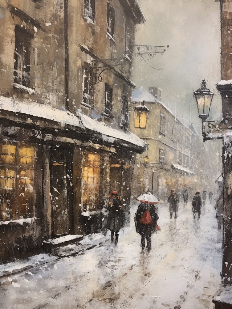 Vintage Winter Painting Krakow Poland