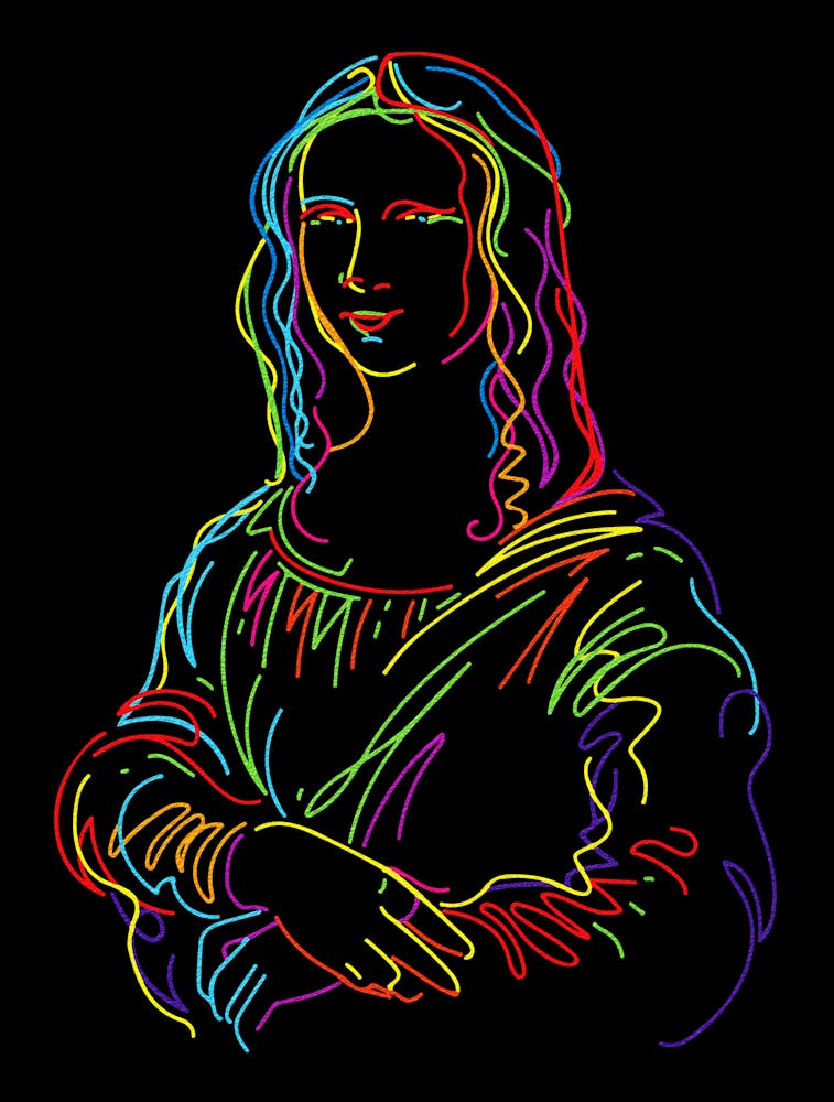 Neon Mona Lisa Modern Abstract Art