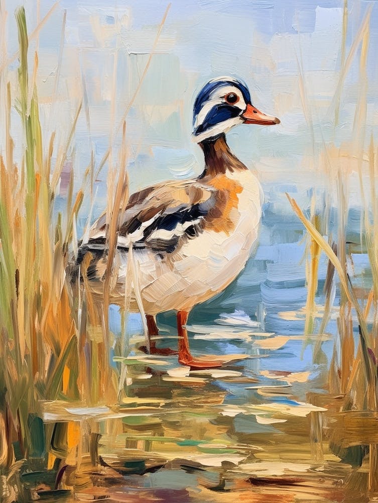 Peinture d'oiseau Canard branchu 1