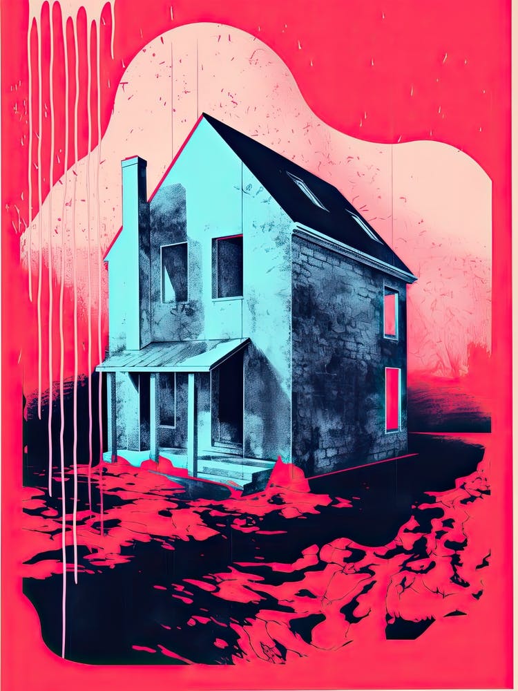 A House In Washington, Abstract Risograph Style 2