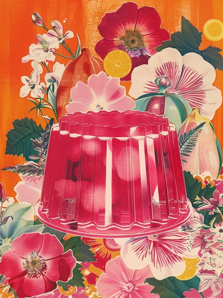 Pink Jelly Retro Dessert Collage 2