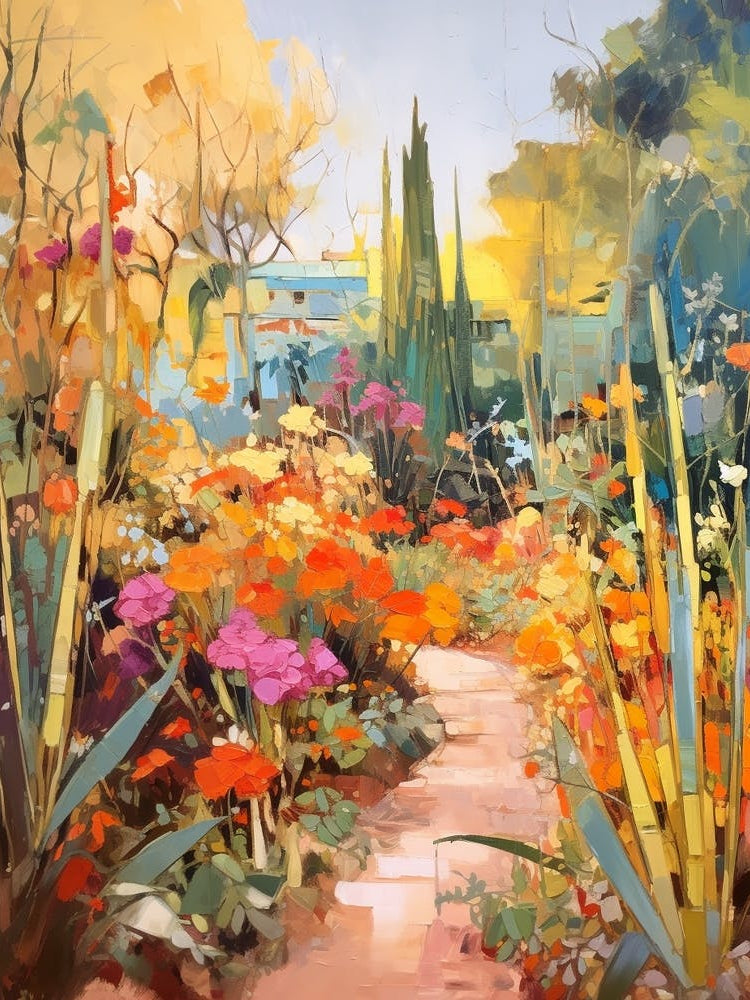 Autumn Gardens Painting Marrakech Botanical Garden Morocco 1