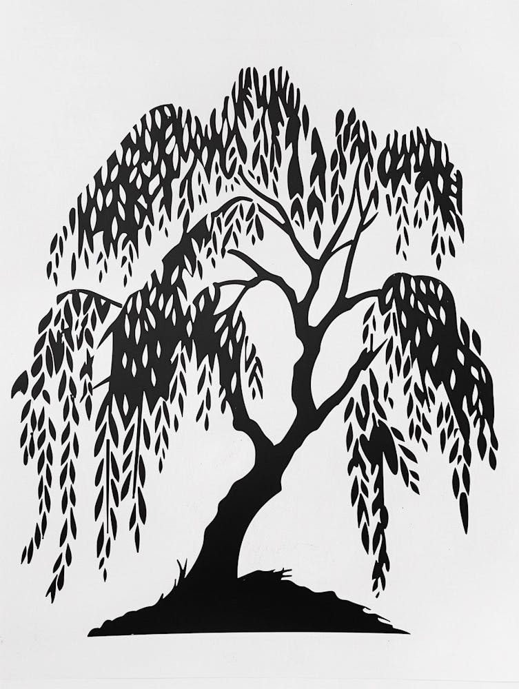 Willow Tree Simple Geometric Nature Stencil 1 1