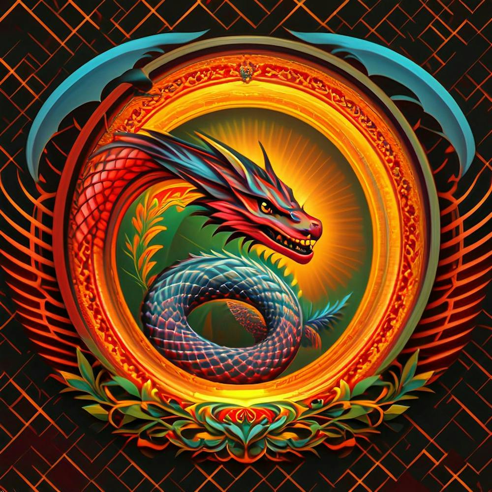 Ein abstraktes Gemälde eines Drachen