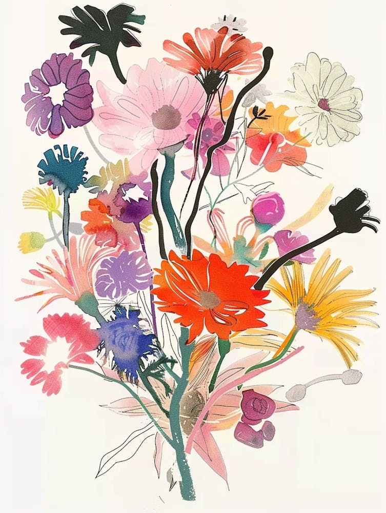 Asters 3 Collage Flower Bouquet