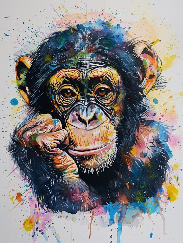 Bonobo Colourful Watercolour 1