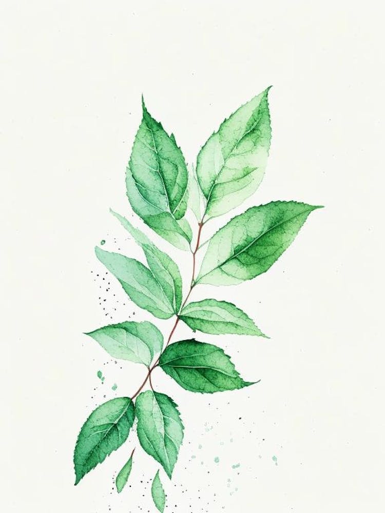 Peppermint Leaf Minimalist Watercolour 2