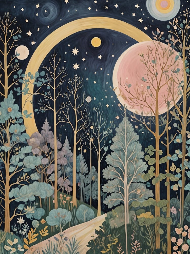 Cosmic Moonlight In The Forest