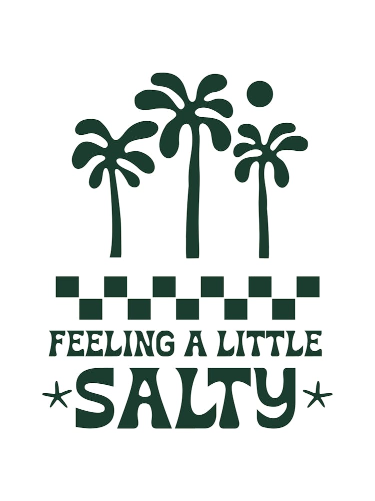 Feeling Salty Retro Poster, Palm Tree Beach, Summer Coastal Decor, Gift for Birthday