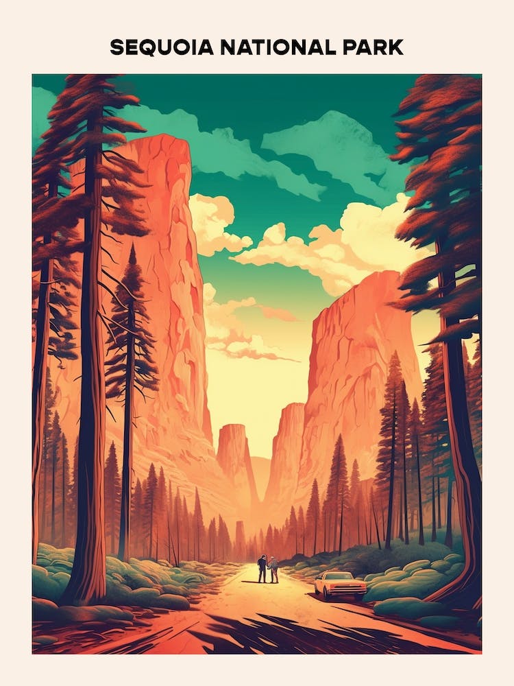 Sequoia National Park Midcentury Travel Poster