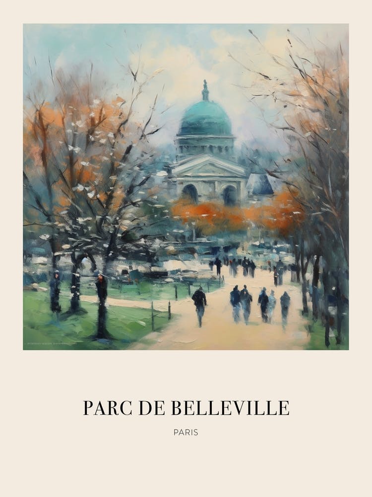 Parc De Belleville Paris France 3 Vintage Cezanne Inspired Poster
