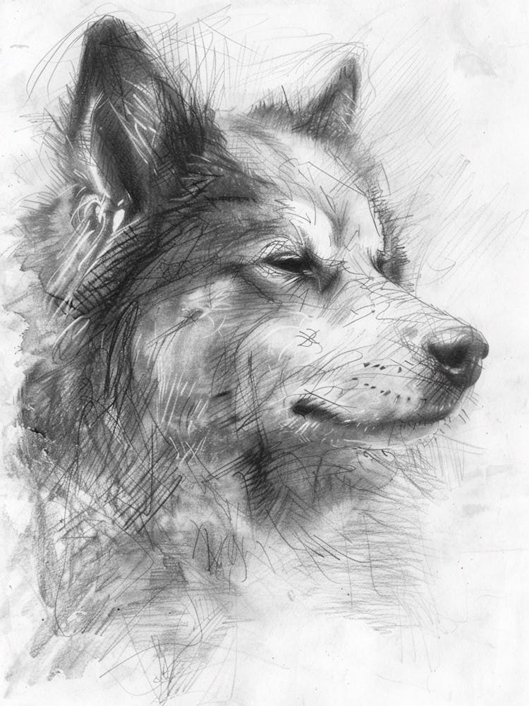 Finnish Spitz Dog Charcoal Line 3