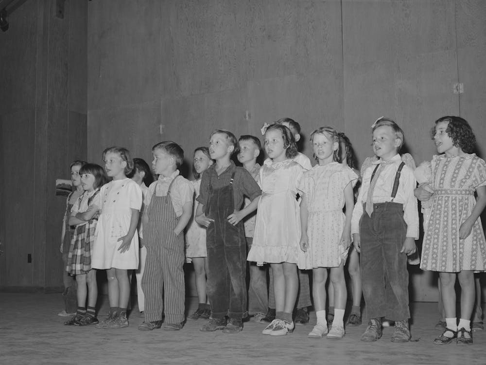 Schoolchildren In Program At End Of School Term, Fsa (Farm Security Administration) Labor Camp, Caldwell,