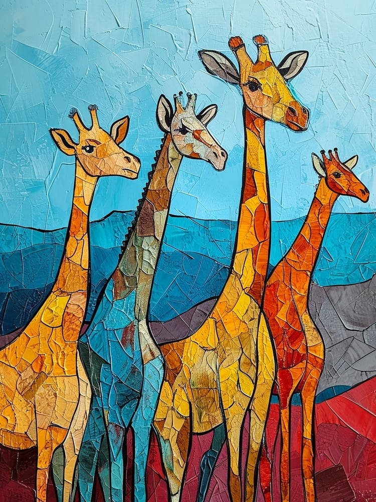 Geometric Impasto Giraffe