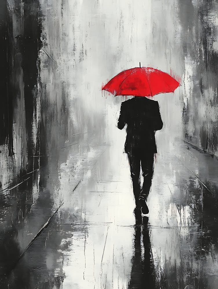 Homme Sous La Pluie - Impression sur Toile