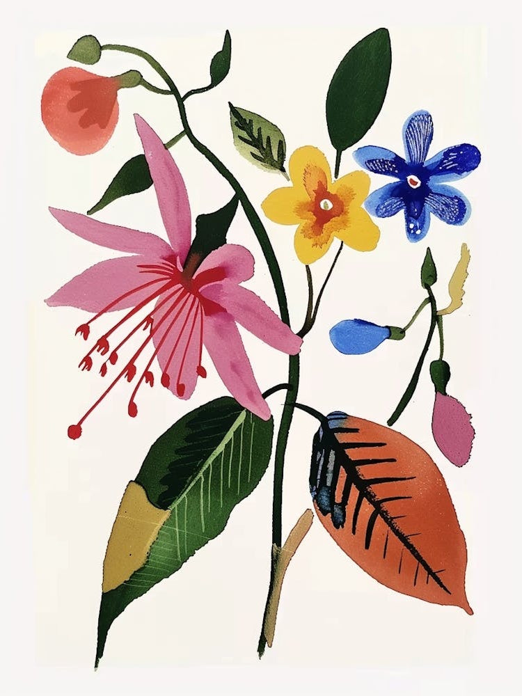 Painted Florals Fuchsia 1