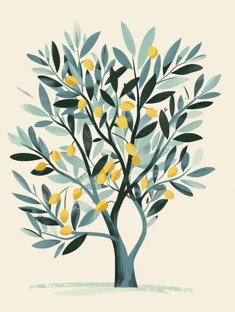 Olive Tree Flat Illustration 6