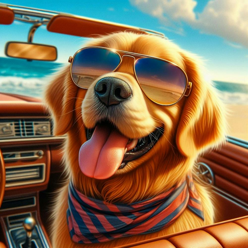 Golden Retriever In A Car, National Pet Day