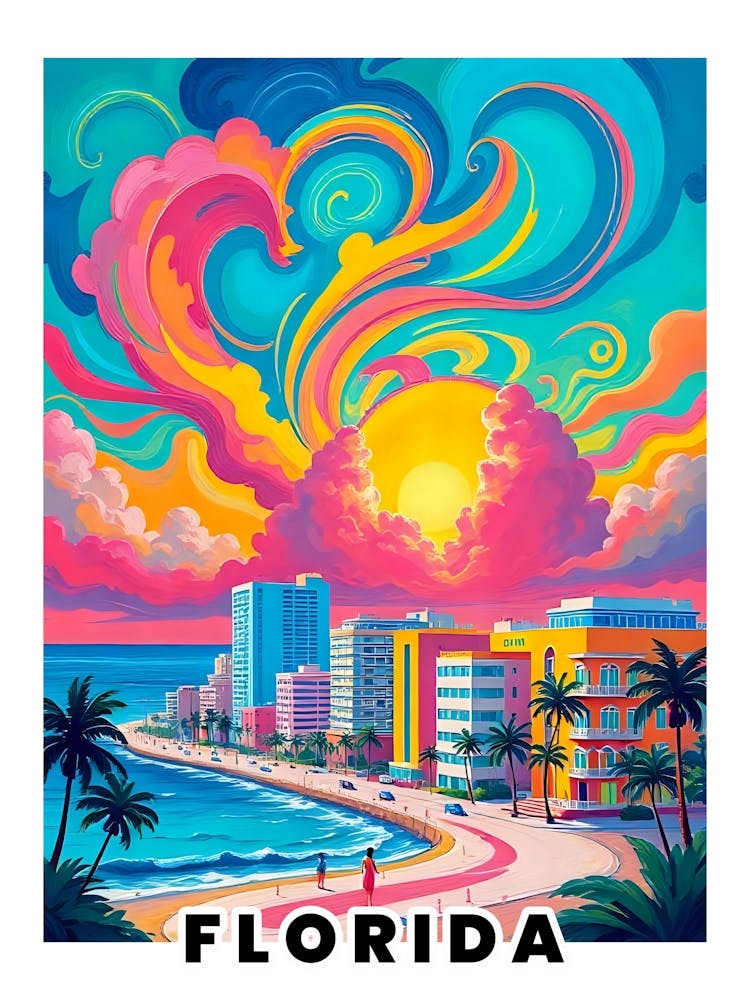Florida Vibrant Vintage Travel Poster 6