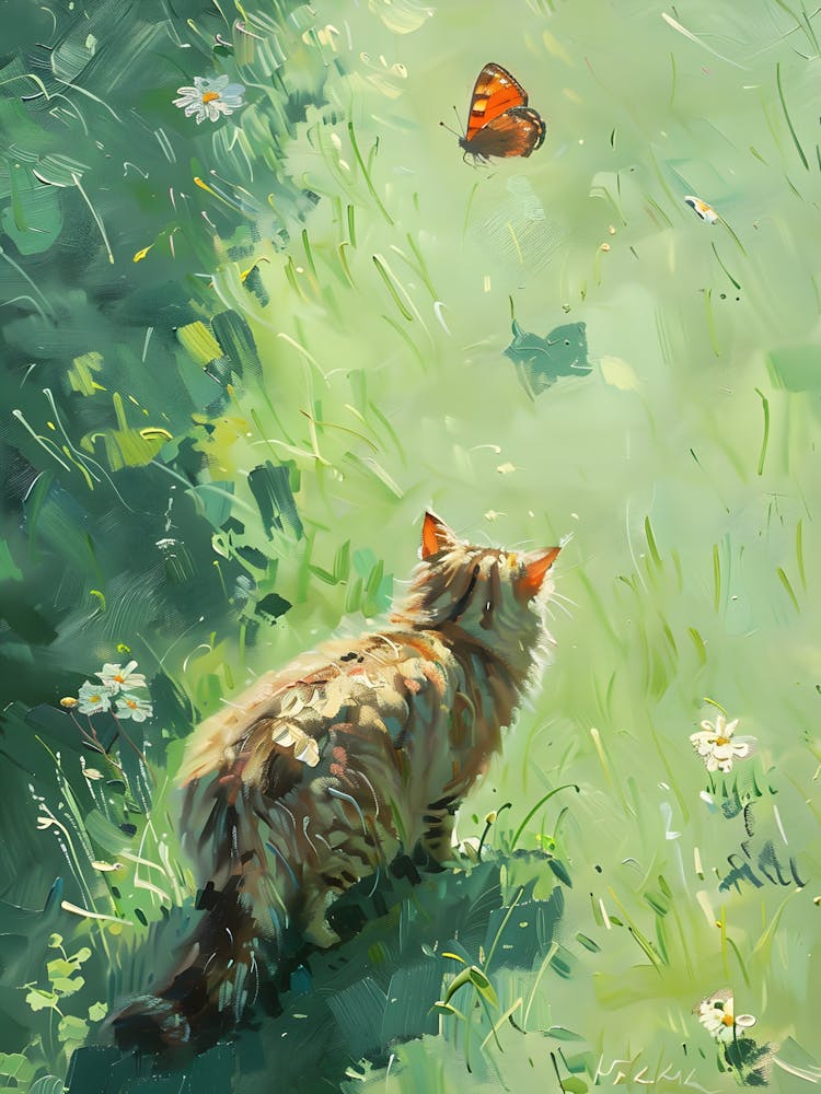 Cat Watching Butterfly