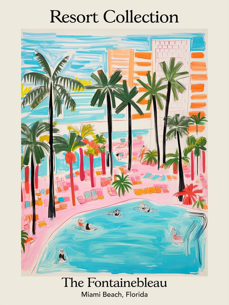 Poster Of The Fontainebleau Miami Beach   Miami Beach, Florida   Resort Collection Storybook Illustration 4