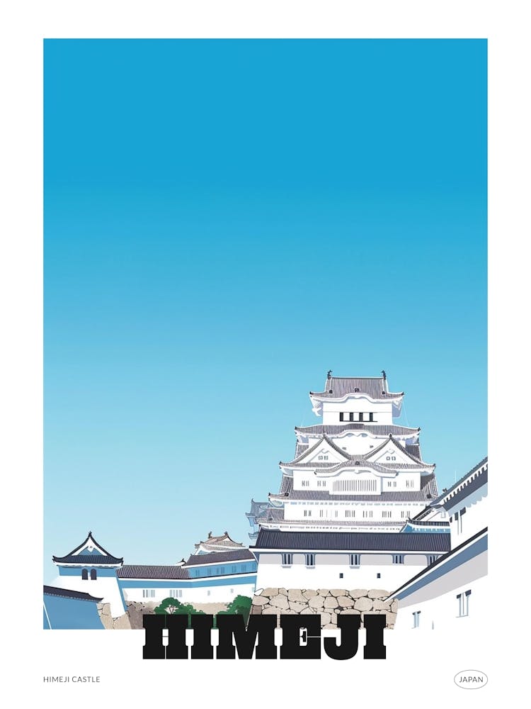 Himeji Castle Japan 4 Colourful Illustration Poster