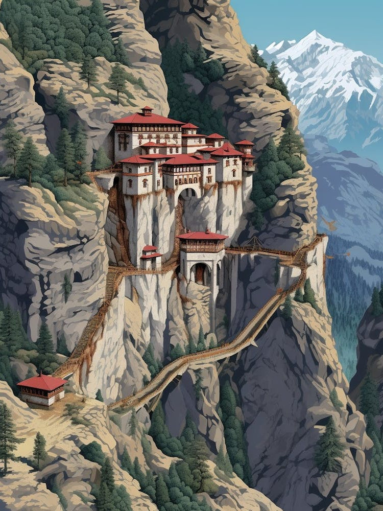 Sumela Monastery Pixel Art 1