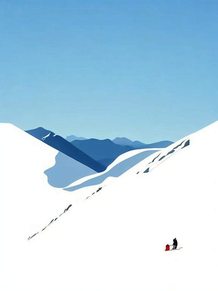 El TSkiing Poster Art er, Andorra Minimal Skiing Poster