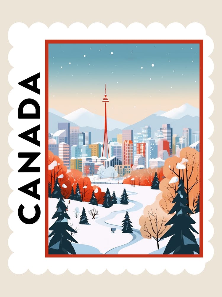 Retro Winter Stamp Poster Vancouver Canada