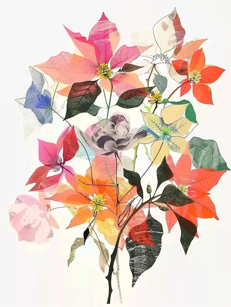 Poinsettia 2 Collage Flower Bouquet