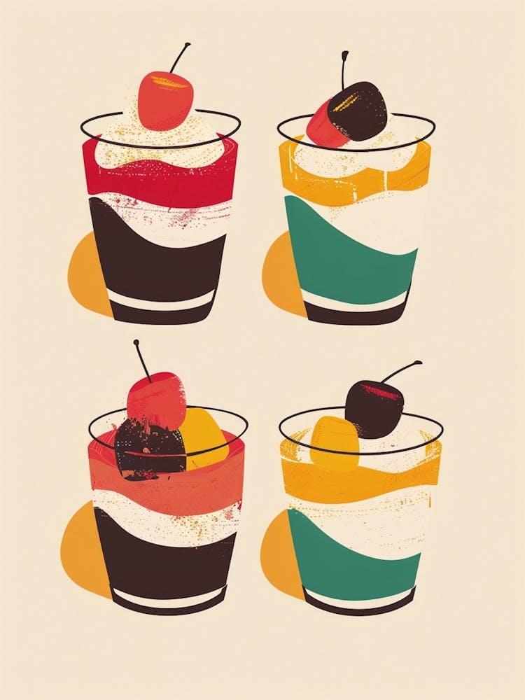 Retro Trifle Illustration Beige Background 2