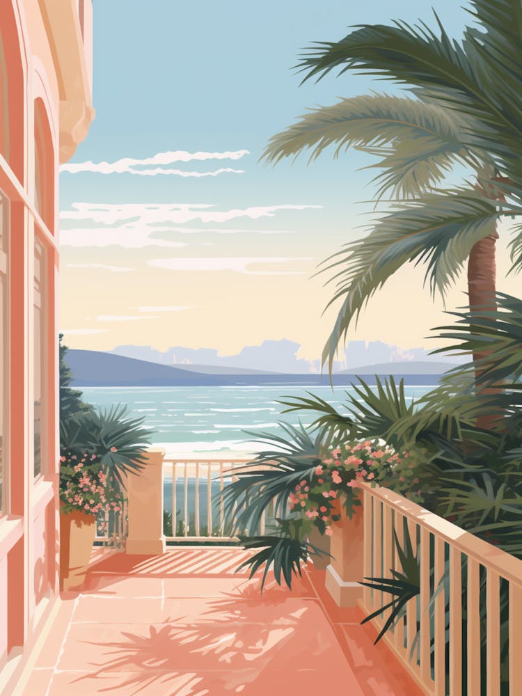 An Illustration In Pink Tones Of Palm Beach Sydney Australia 1