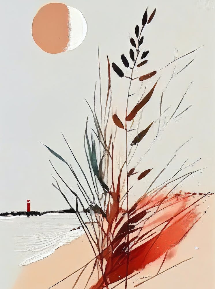 Floral Coastal Landscape - Abstract Minimal Boho Beach