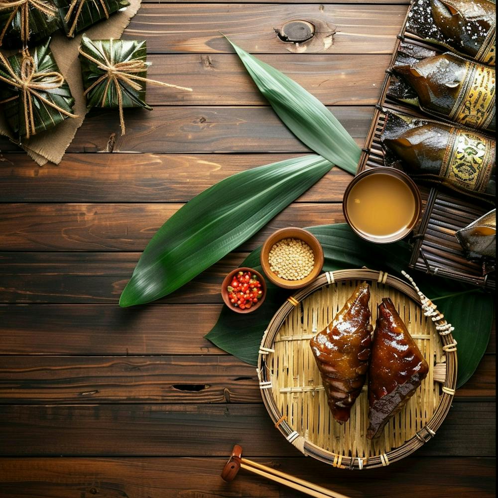 Dragon Boat Festival Wooden Table From Above