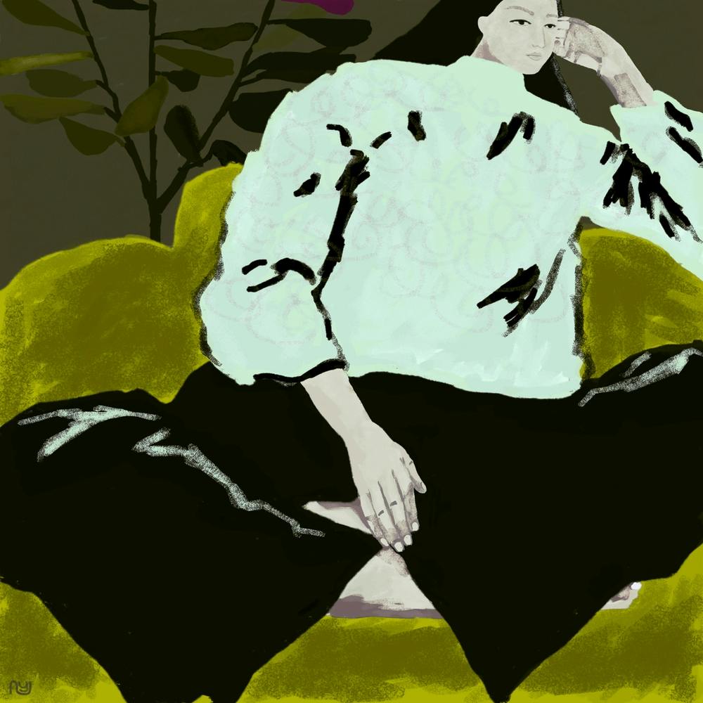 Woman On Yellow Chair