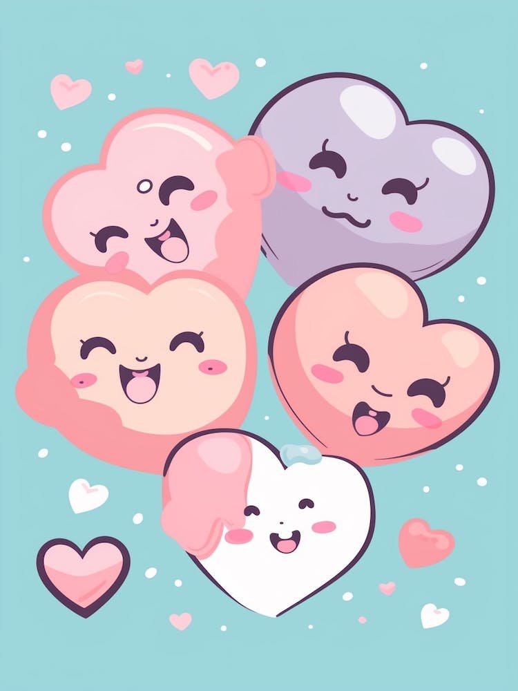 Hearts France Kawaii Illustration 3