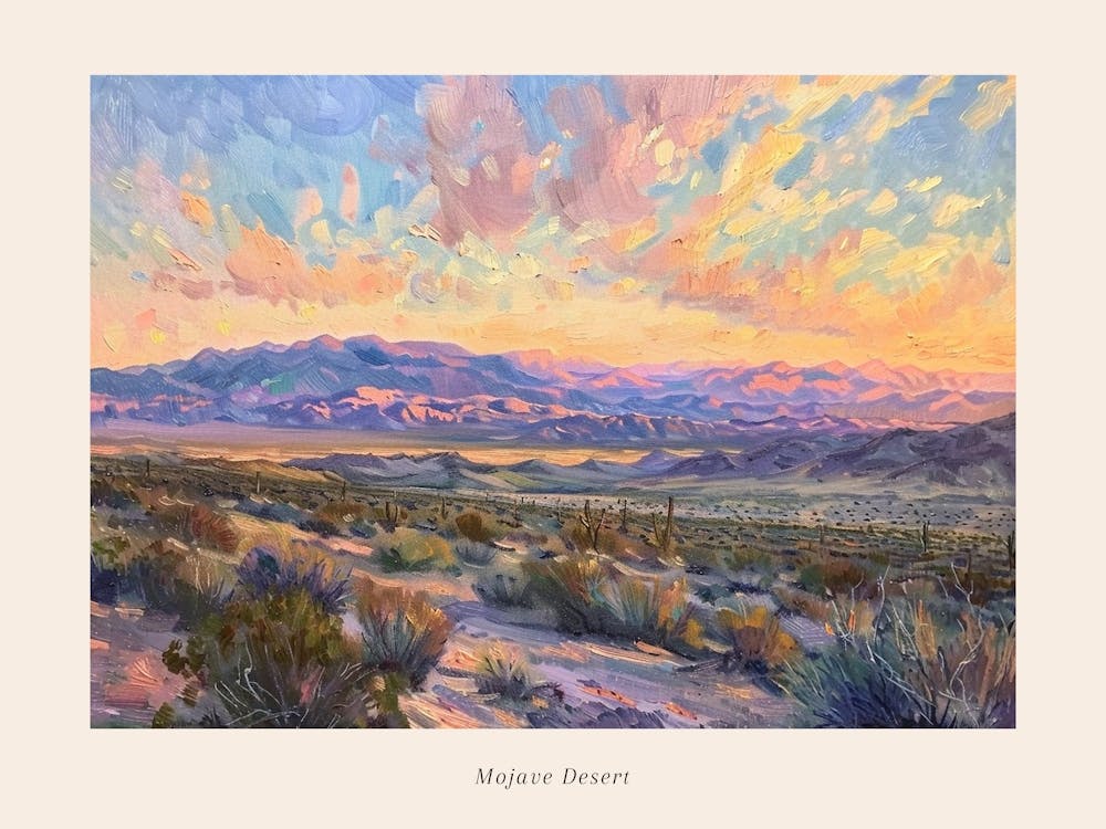 Western Sunset Landscapes Mojave Desert Nevada 4 Poster
