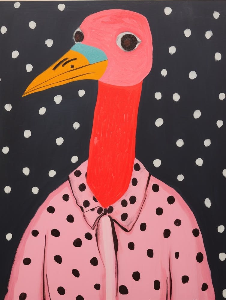 Pink Polka Dot Ostrich