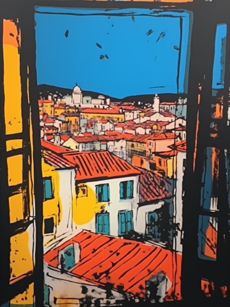 Window View Of Lisbon Portugal In The Style Of Pop Art 1