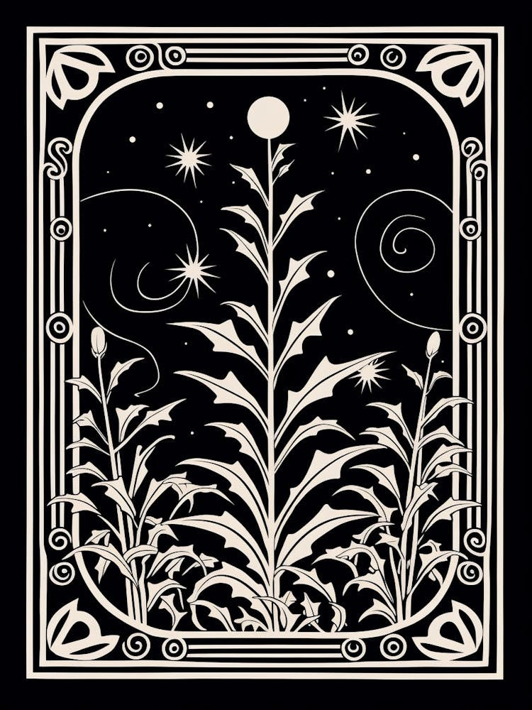 B&W Plant Illustration Swiss Cheese Plant 3